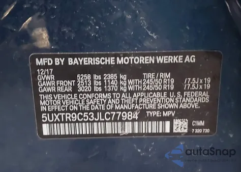 2018 BMW X3 xDrive30I z USA, uszkodzony, nr VIN 5UXTR9C53JLC77984